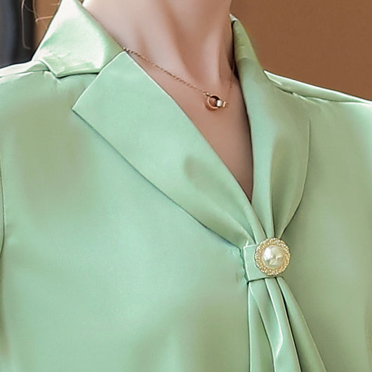 Blusa Suelta de Seda con Escote en V - Camisa Fluida Diosa Elegante - Image 14
