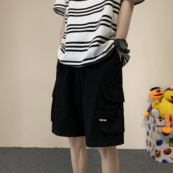Pantalones Casuales Multibolsillo de Cinco Puntos Estilo High Street
