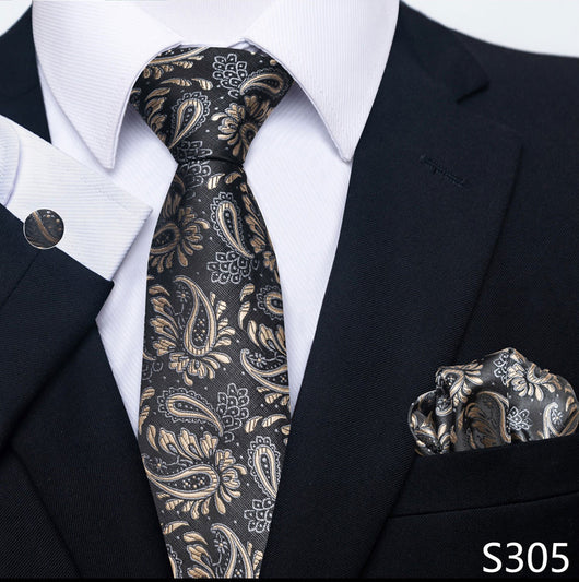 Conjunto Completo de Accesorios Ejecutivos: Corbata, Pañuelo y Gemelos Formales - Image 48