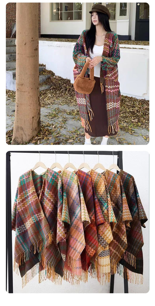 Rebozo Étnico Grueso con Borlas para Viajes y Clima Frío - Image 8