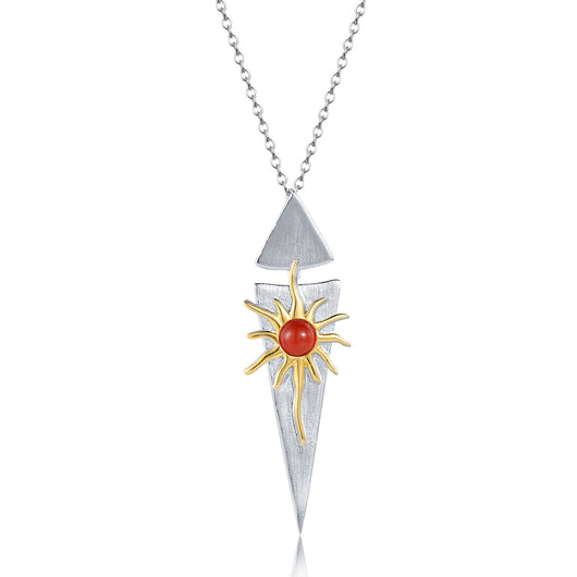 Collar Diosa del Sol en Plata de Ley con Ágata Roja - Image 3