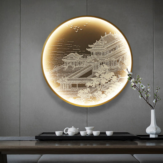 Lámpara Decorativa de Relieve 3D para Entrada con Mural de Paisaje Iluminado - Image 24