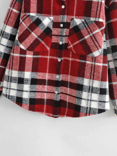 Chaqueta Camisa Cuadros Suelta Estilo Europeo y Americano para Mujer - Image 16
