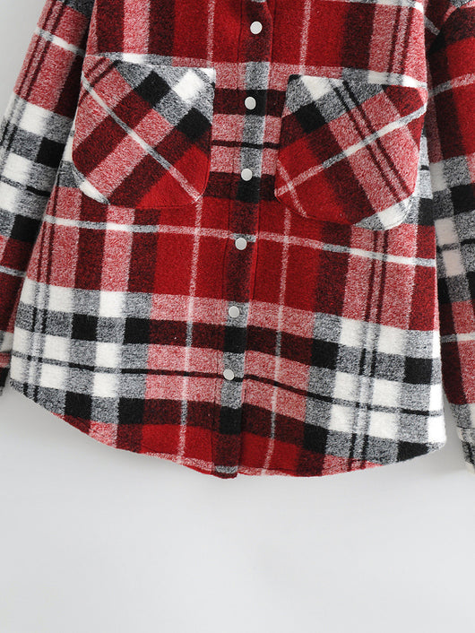 Chaqueta Camisa Cuadros Suelta Estilo Europeo y Americano para Mujer - Image 16