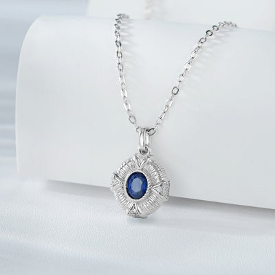 Collar Colgante de Zafiro Retro en Plata S925 - Cadena de Estilo Clásico - Image 3