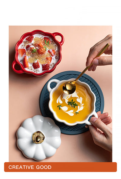 Tazón de Cerámica con Tapa Diseño Calabaza para Desayuno - Image 12
