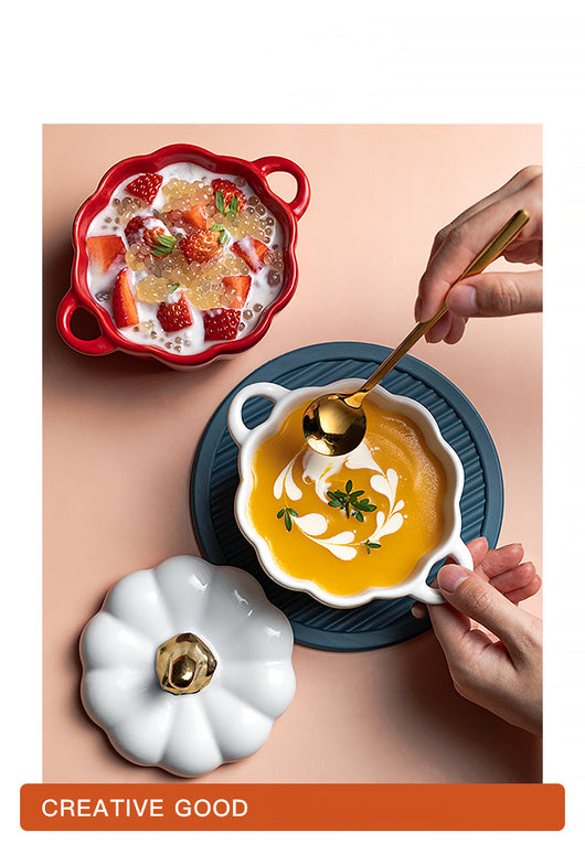 Tazón de Cerámica con Tapa Diseño Calabaza para Desayuno - Image 12