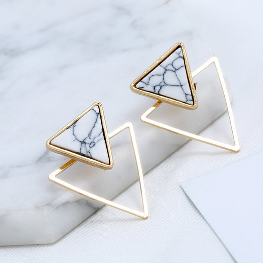 Aretes Geométricos de Mármol Turquesa - Diseño Creativo y Moderno - Image 14