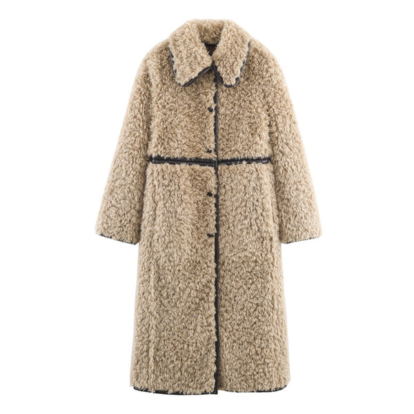 Abrigo Largo de Polar Elegante para Mujer