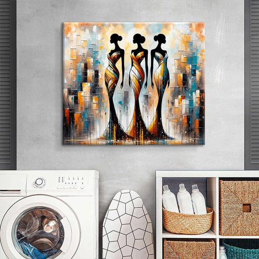 Cuadro Abstracto Mujer Africana Óleo Texturizado Moderno para Sala y Dormitorio