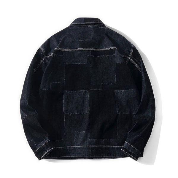 Chaqueta Denim Vintage con Paneles Texturizados para Hombre
