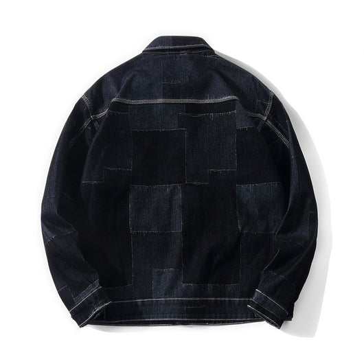 Chaqueta Denim Vintage con Paneles Texturizados para Hombre - Image 2