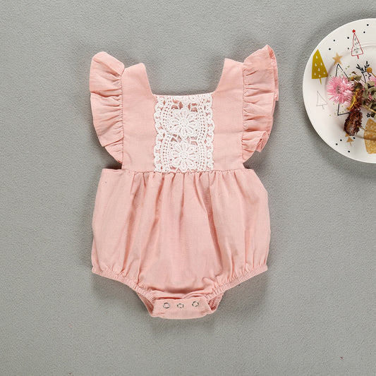 Mono Floral para Bebé Niña con Volantes y Detalle Cruzado en la Espalda