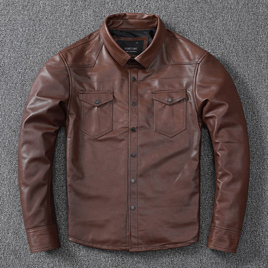 Camisa de Cuero Genuino Oveja para Hombre