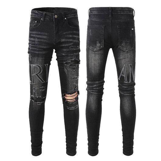 Jeans Rotos Trendy con Parches - Estilo Urbano Europeo y Americano
