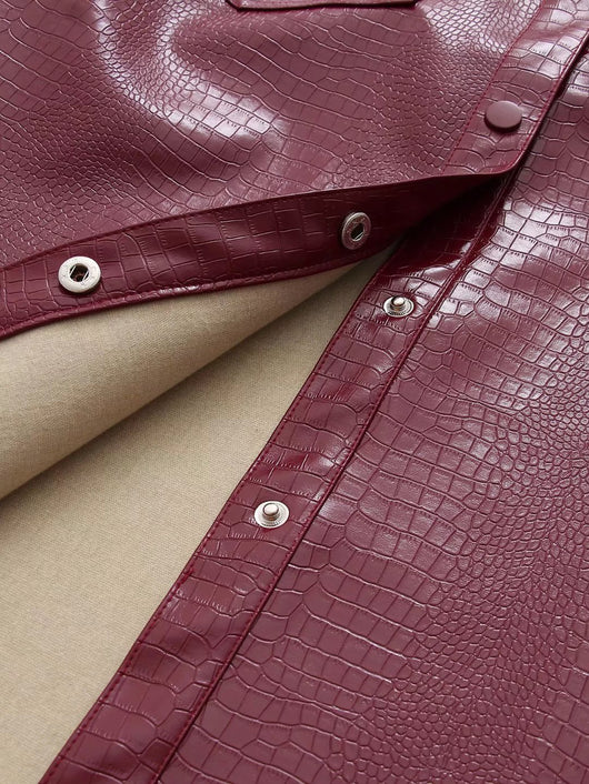 Chaqueta de Cuero con Bolsillos Dobles y Cuello Ajustable - Image 20