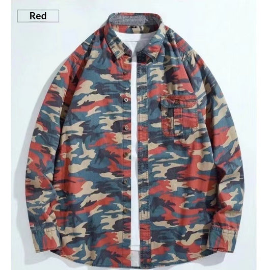 Chaqueta Casual Camuflaje Hombre - Camisa Suelta Retro Manga Larga - Image 12