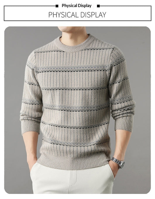 Suéter Grueso de Cuello Redondo para Hombre con Forro Polar y Textura de Visón Sintético - Image 42