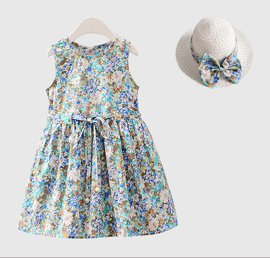 Conjunto de 2 Piezas: Vestido y Sombrero para Niñas en Algodón - Image 8