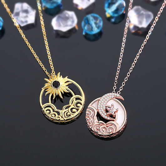 Collar de Pareja Sol y Luna en Plata Esterlina - Cadena de Clavícula - Image 9