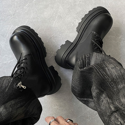 Botas Martin de Cuero para Otoño e Invierno - Zapatos Altos Forrados en Felpa para Hombre