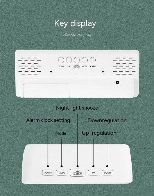 Modern rectangular digital alarm clock with a mirrored face and large, colorful LED numbers displaying the time. - Image 11