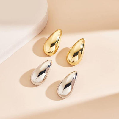 Aretes de Lujo Minimalista con Gota de Metal - Image 2