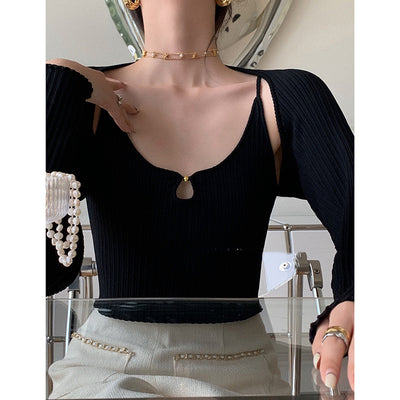 Camiseta Coreana Calada Slim Fit Mujer - Diseño Elegante y Versátil - Image 4