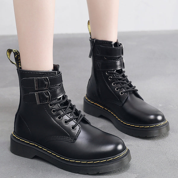 Botas Motociclistas de Cuero para Mujer Estilo Británico