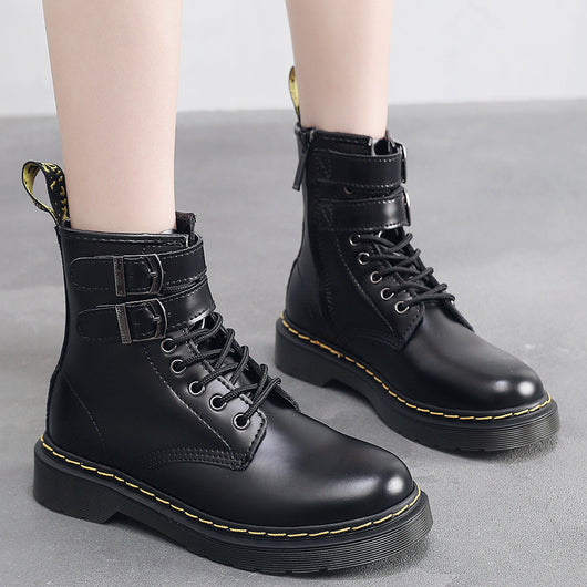 Botas Motociclistas de Cuero para Mujer Estilo Británico