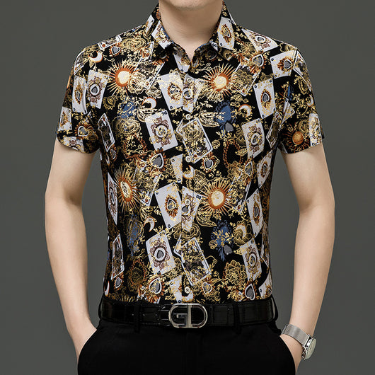 Camisa Estampada de Manga Corta para Hombre Adulto - Tela Fresca Elástica - Image 20