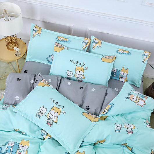 Juego de Cama de Cuatro Piezas Cashmira Vegetal Cepillada con Diseño Cartoon - Image 9