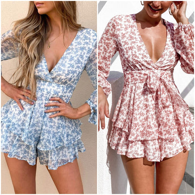 Jumpsuit Corto Estampado con Volantes y Escote en V - Image 7