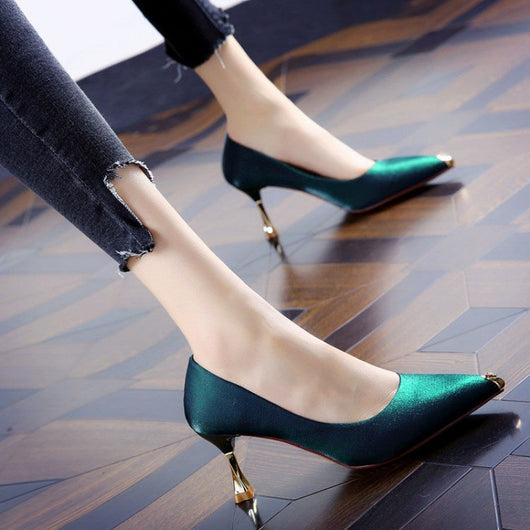 Tacones Altos Satinados con Punta Fina - Stiletto Versátil para Mujer - Image 8