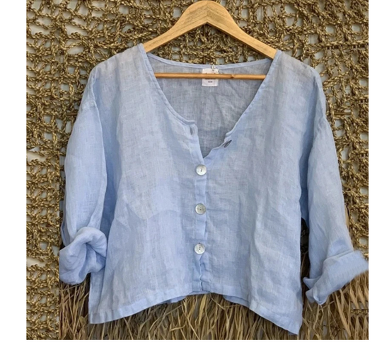 Cardigan de Verano Cuello V Suelto Manga Larga Color Sólido