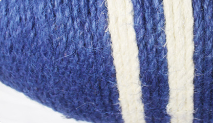 Blue and white striped fish-shaped sisal cat scratching post with a purple base, next to a black and white cat. - Image 10