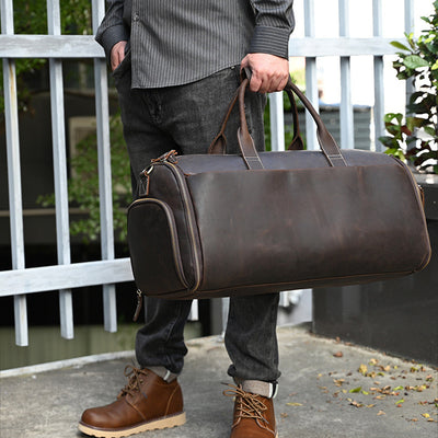 Bolsa de Viaje Vintage de Cuero Plegable Multifuncional - Image 7