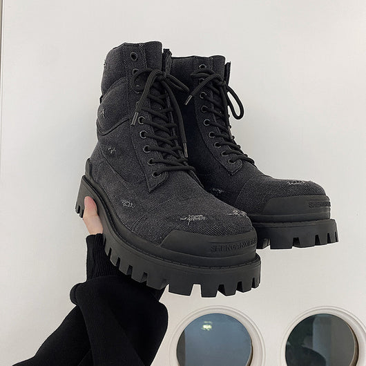 Botas Martin Retro Gruesas con Detalles Rotos - Estilo Workwear Distressed - Image 2