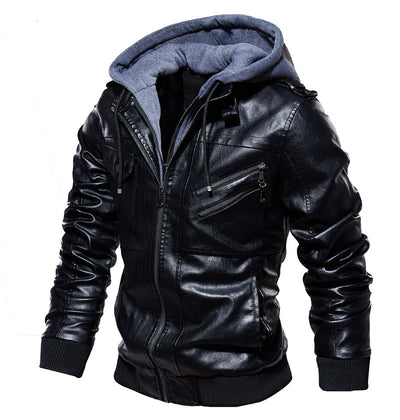 Chaqueta de Cuero PU con Capucha para Hombre - Image 15