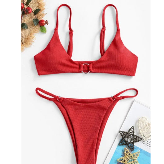 Bikini Dos Piezas con Abertura Lateral Sexy para Playa - Image 13