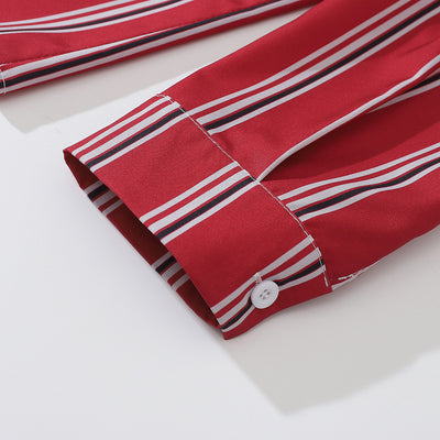 Camisa de Manga Larga con Rayas Contrastantes Estilo Estadounidense para Hombre - Image 4