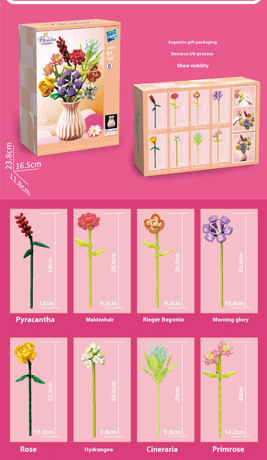 Bloques de Construcción Flores con Piezas Pequeñas - Juguete Educativo Armable - Image 19