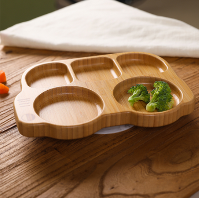 Vajilla Infantil de Bambú y Madera con Ventosas