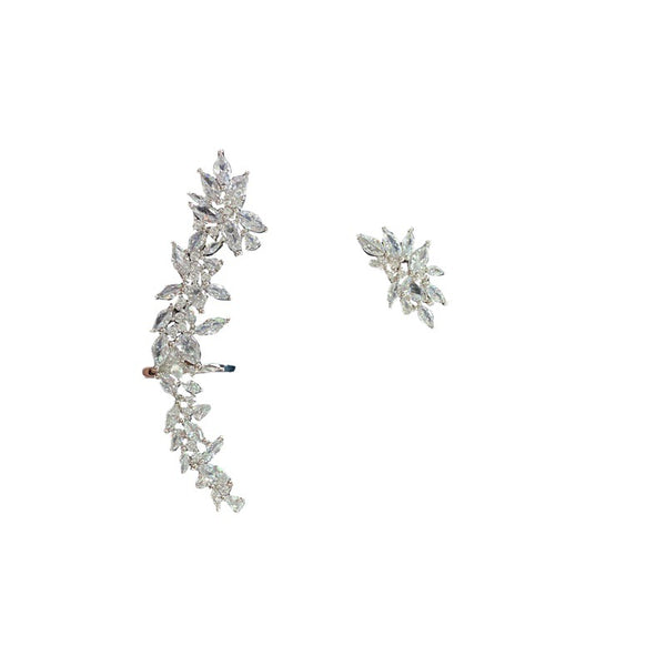 Aretes Asimétricos de Plata Pura Diseño Nicho Tendencia