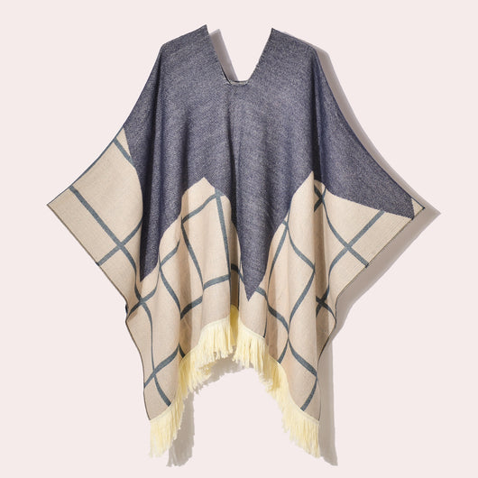 Poncho Denim Estilo Western con Flecos - Abrigo Cálido Unisex para Exteriores - Image 40