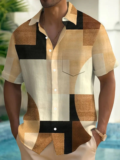 Playera Geométrica Retro con Contraste de Colores en 3D - Image 23