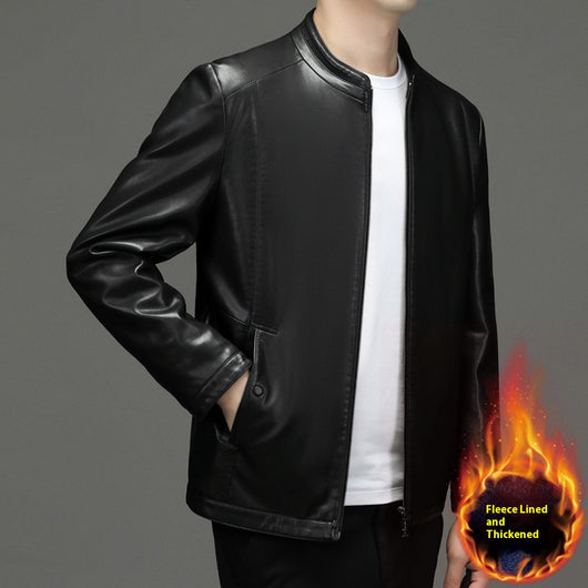 Chaqueta de Cuero Casual Acolchada para Hombre con Forro Polar - Image 6