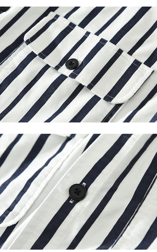 Camisa Suelta a Rayas Remodelada para Hombre Joven - Image 13