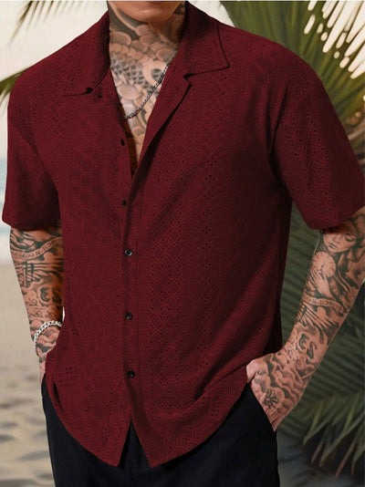 Camisa Casual Hombre con Tejido Calado Jacquard - Image 8