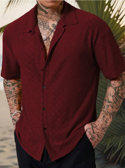 Camisa Casual Hombre con Tejido Calado Jacquard - Image 8